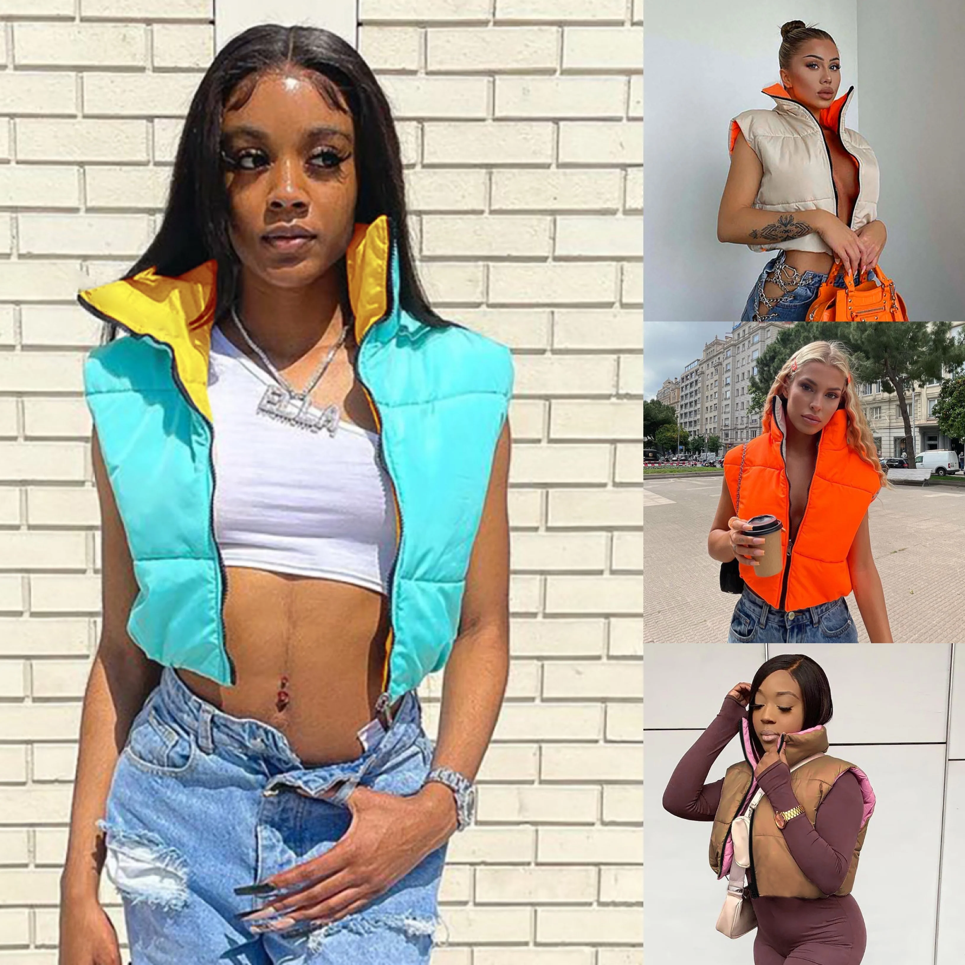 Autumn fall and winter women's solid contrast color bread padded sleeveless jacket vest
Autumn fall and winter women's solid contrast color bread padded sleeveless jacket vest
