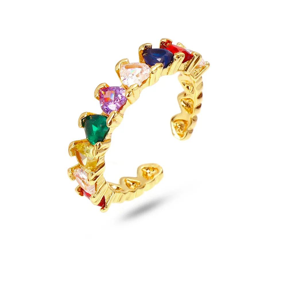 Hot Selling Popular Brass Gold Plated Colorful Zircon Open Rings Rainbow CZ Crystal Triangle Finger Rings For Women
Hot Selling Popular Brass Gold Plated Colorful Zircon Open Rings Rainbow CZ Crystal Triangle Finger Rings For Women