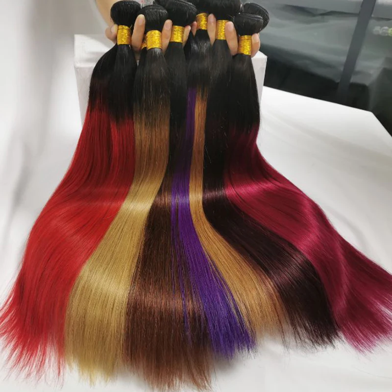 Factory wholesale dyed ombre color human hair bundles, brazilian colored human hair extensions in stock
Factory wholesale dyed ombre color human hair bundles, brazilian colored human hair extensions in stock