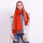 Fashion Custom Ladies Double Sided Shawl Scarf Plain Solid Color Cashmere Acrylic Tassel Scarf