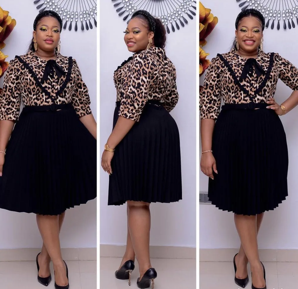 African Nigeria Dress mid-length five-point sleeves leopard print stitching bow Women Clothing, As showed
African Nigeria Dress mid-length five-point sleeves leopard print stitching bow Women Clothing, As showed