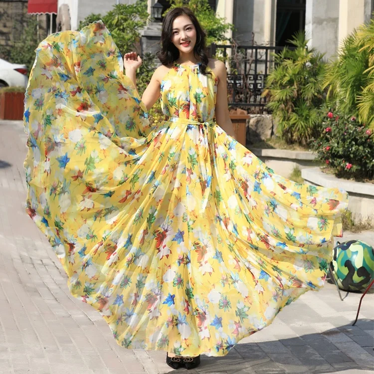 2020 High Quality Bangkok Dress Fashion Women Vintage O-Neck Floral Print Maxi Beach Dress Ladies Summer Hawaii Seaside Dresses 
2020 High Quality Bangkok Dress Fashion Women Vintage O-Neck Floral Print Maxi Beach Dress Ladies Summer Hawaii Seaside Dresses