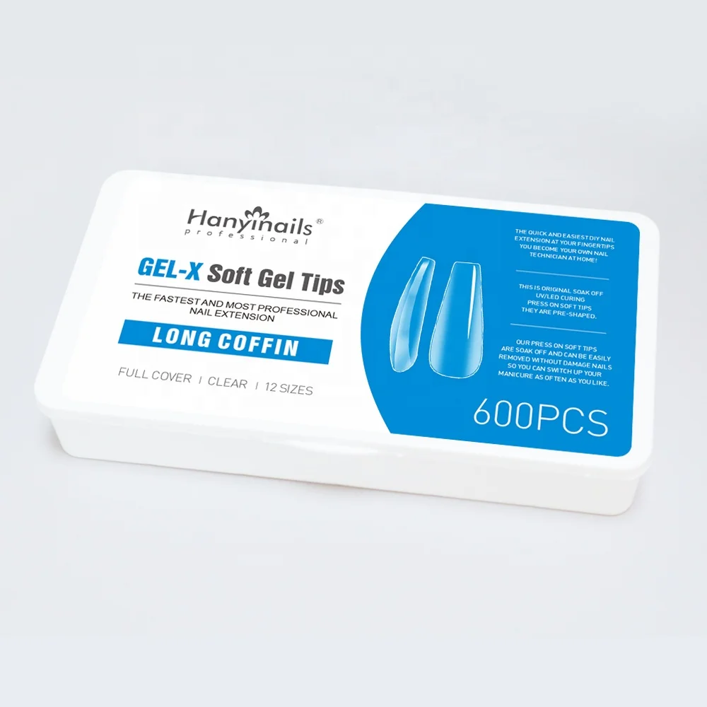 HANYINAILS OEM Your Logo Gel X Nails Extension System 600pcs 12size Full Cover Sculpted Long Coffin Press on False Nail Tips, Clear
HANYINAILS OEM Your Logo Gel X Nails Extension System 600pcs 12size Full Cover Sculpted Long Coffin Press on False Nail Tips, Clear