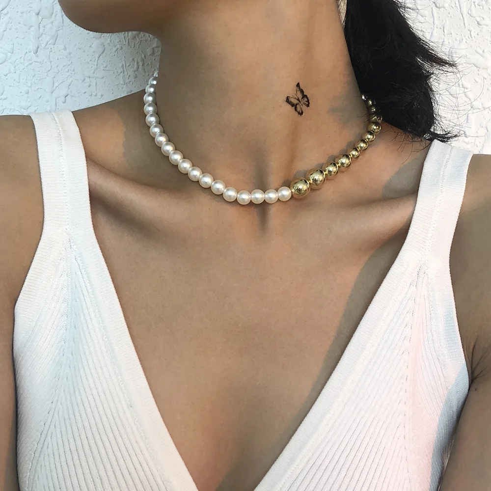 2021 Sailing Jewelry Fashion Popular Simple Punk Clavicle Chain Necklace Retro Imitation Pearl Beaded Necklace
2021 Sailing Jewelry Fashion Popular Simple Punk Clavicle Chain Necklace Retro Imitation Pearl Beaded Necklace
