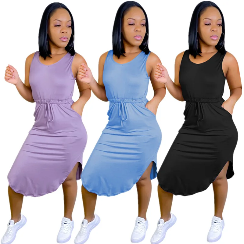 DA854 High quality comfy sleeveless slit ladies dress solid shirt dresses fashion casual dresses women summer
DA854 High quality comfy sleeveless slit ladies dress solid shirt dresses fashion casual dresses women summer