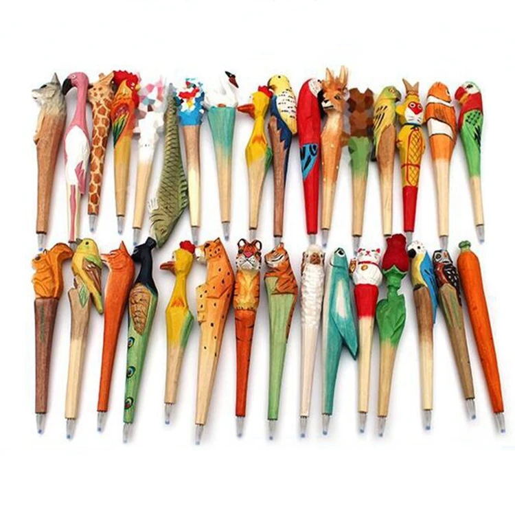 arts&crafts sculptural wooden pens decorative animal ball pens promotional gifts wood carving pens
arts&crafts sculptural wooden pens decorative animal ball pens promotional gifts wood carving pens