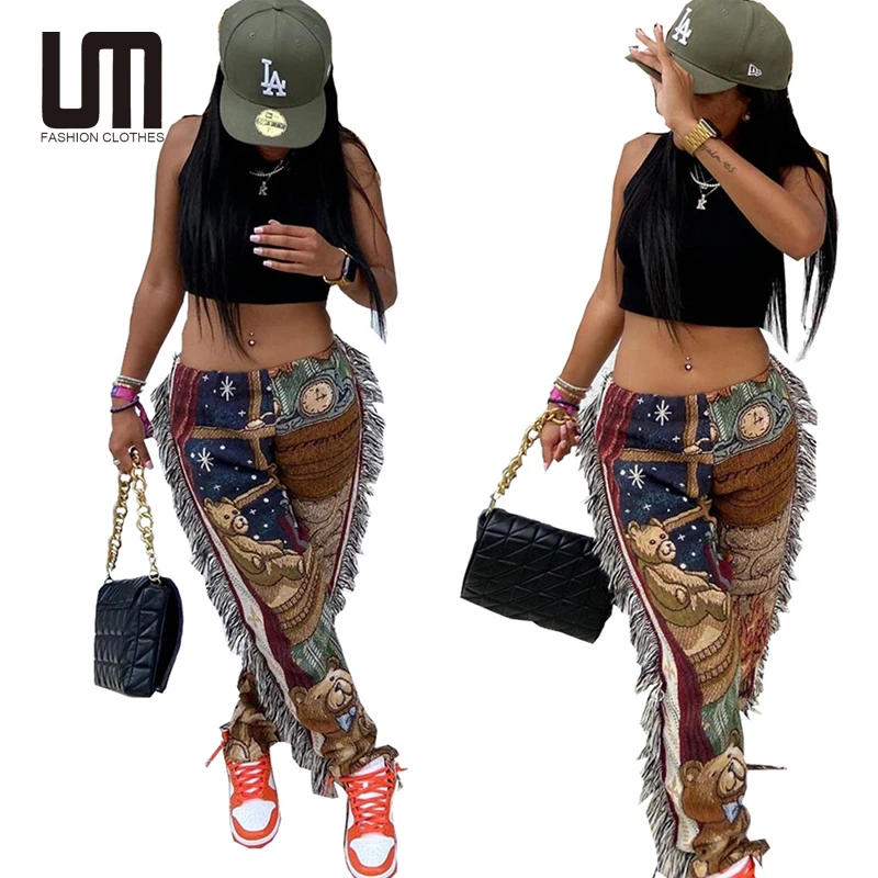 Liu Ming Fashion Women Autumn Winter Clothing Sexy Club High Waist Trousers Vintage Print Tassel Pants
Liu Ming Fashion Women Autumn Winter Clothing Sexy Club High Waist Trousers Vintage Print Tassel Pants