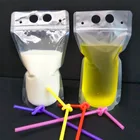Drink Pouch New Design 450ML Plastic Drink Packaging Pouch For Beverage Juice Milk Coffee With Handle And Holes