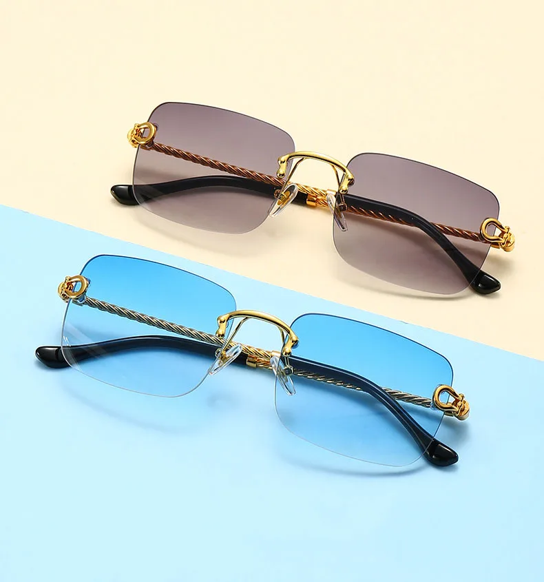 Wholesale New Fashion Square Cut Edge Sunglasses Metal Twist Sunglasses Frameless Women Men Sunglasses
Wholesale New Fashion Square Cut Edge Sunglasses Metal Twist Sunglasses Frameless Women Men Sunglasses