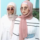 Women solid colors muslim scarf Islamic georgette shawls headwear long wraps hijab