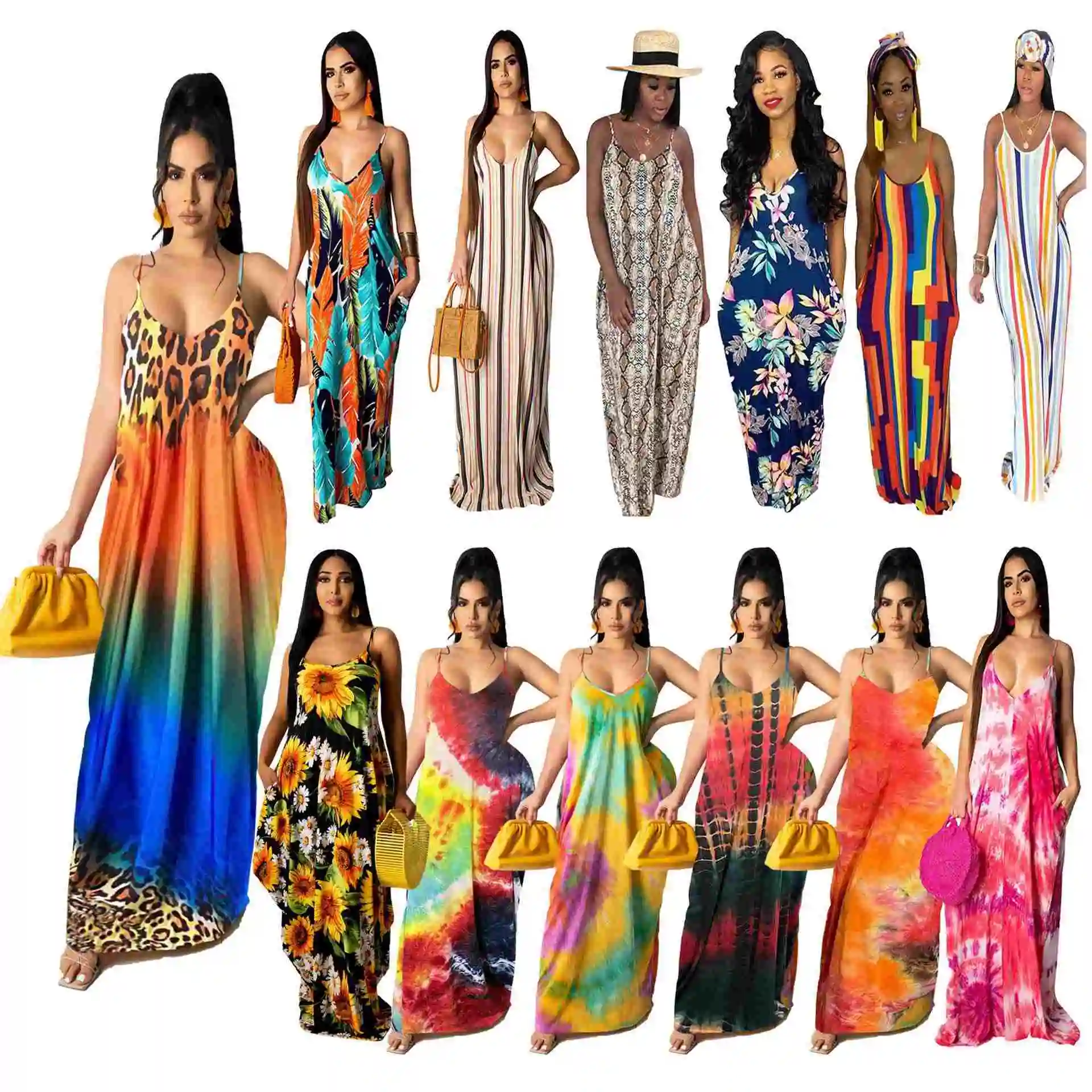 TRS907 Summer dress club wear Casual loose striped printed cotton suspender elegant women's dresses casual, 13 color
TRS907 Summer dress club wear Casual loose striped printed cotton suspender elegant women's dresses casual, 13 color