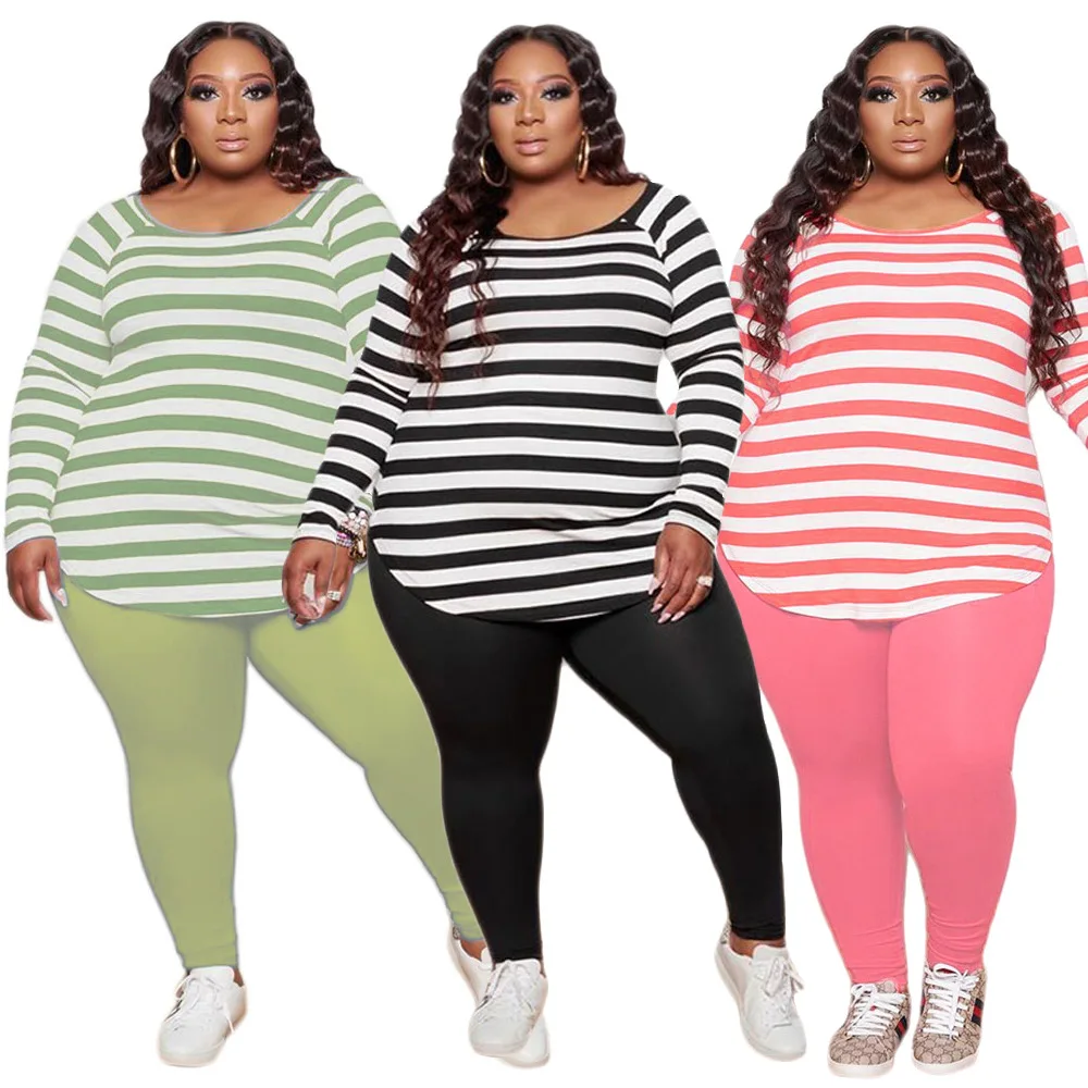 OR-P5068 Plus Size 4XL Casual Clothes Stripe Women Workout Fall 2 Pieces Sets Plus Size Women Clothing 2021, Black,green,pink
OR-P5068 Plus Size 4XL Casual Clothes Stripe Women Workout Fall 2 Pieces Sets Plus Size Women Clothing 2021, Black,green,pink