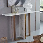 Luxury Entryway Hallway Italian Modern Marble Console Table with Gold Stainless Steel