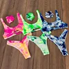 China Swimwear Manufacturer Custom Scoop Seamless Neon Brazilian Bikini Girls Sexy High Cut Leg Swimwear 2019