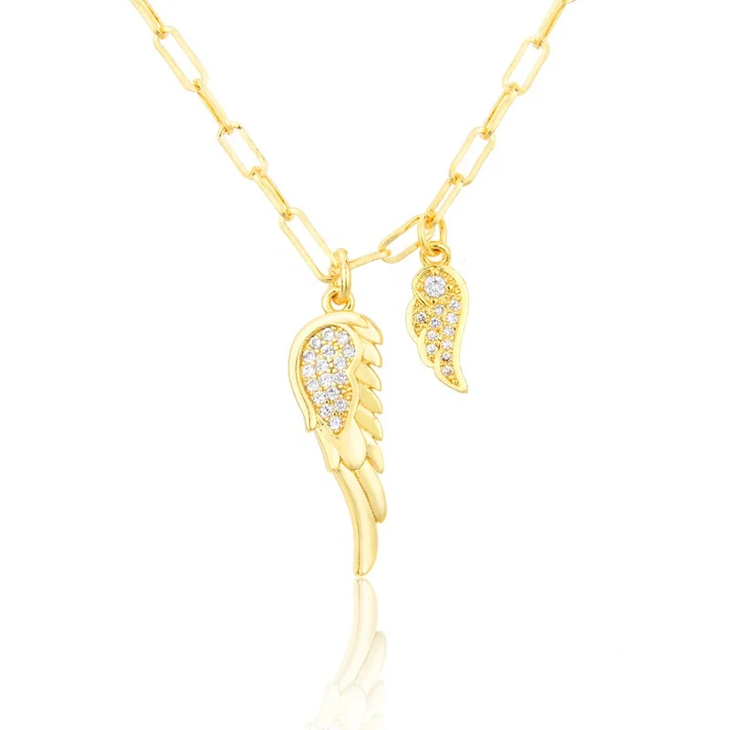2022 Wholesale hot selling 18 K gold thick plated wings zirconia pendant necklace jewelry
2022 Wholesale hot selling 18 K gold thick plated wings zirconia pendant necklace jewelry