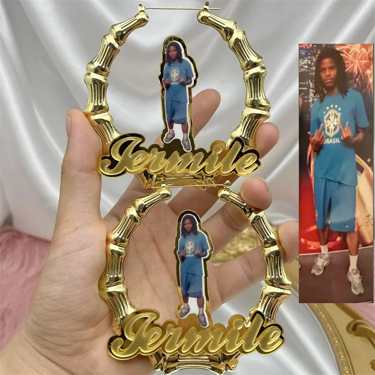 Colorful Acrylic Personalized Picture Earring Nameplate Big Custom Photo Bamboo Hoop Earrings
Colorful Acrylic Personalized Picture Earring Nameplate Big Custom Photo Bamboo Hoop Earrings