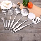Stainless steel sanding cooking spatula seven-piece set of household kitchen long handle cooking spatula spoon scraper