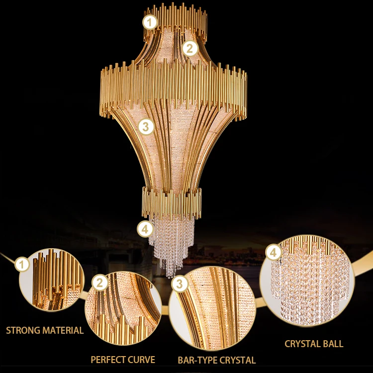 Modern Luxury Living Room Hotel Villa Led Lamp Large Round Lighting Crystal Chandelier