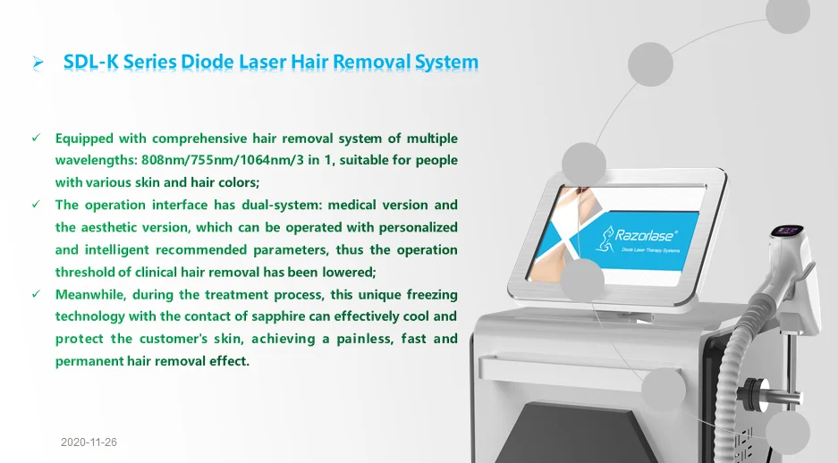 2020 painless 808nm ice diode lase hair removal machine/alexandrite laser hair removal machine price