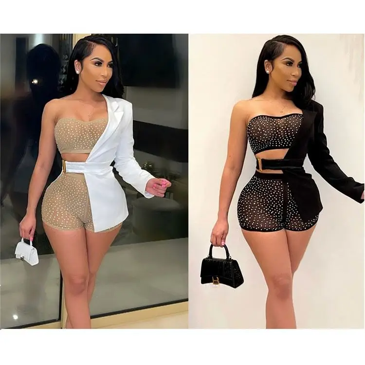 2021 Sexy Ladies 3 Piece Set Bandeau Tops Irregular Shirt Rhinestone Summer Women Club Outfits, Picture shown
2021 Sexy Ladies 3 Piece Set Bandeau Tops Irregular Shirt Rhinestone Summer Women Club Outfits, Picture shown