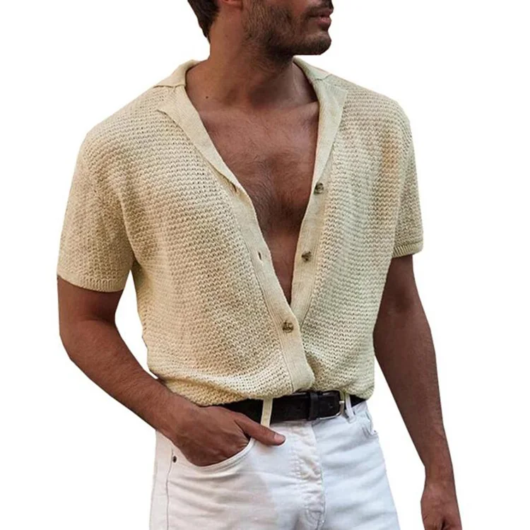 Summer Solid Knitted Cardigan Polo Shirts Spring Men's Poloshirt Short Sleeve Sexy V Neck Buttons Cotton Clothing
Summer Solid Knitted Cardigan Polo Shirts Spring Men's Poloshirt Short Sleeve Sexy V Neck Buttons Cotton Clothing