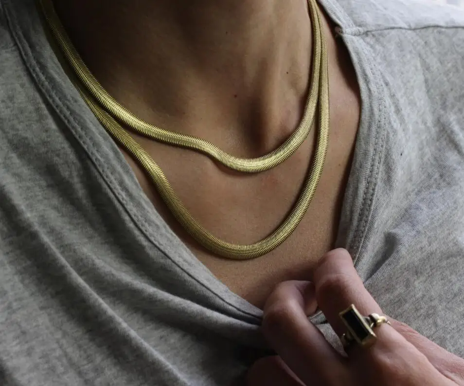 Wholesale Price Gold Stainless Steel 2-8mm Snake Necklace Adjustable Flat Snake Necklace Accessory, Steel , gold , rose gold ,black ect
Wholesale Price Gold Stainless Steel 2-8mm Snake Necklace Adjustable Flat Snake Necklace Accessory, Steel , gold , rose gold ,black ect