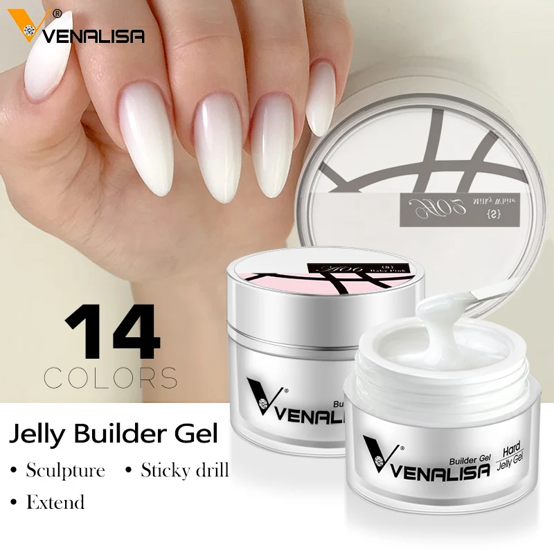 

VENALISA builder gel jelly Extension poly uv camouflage gel 50 ml CANNI soak off nail art private label OEM led gel, 14 colors