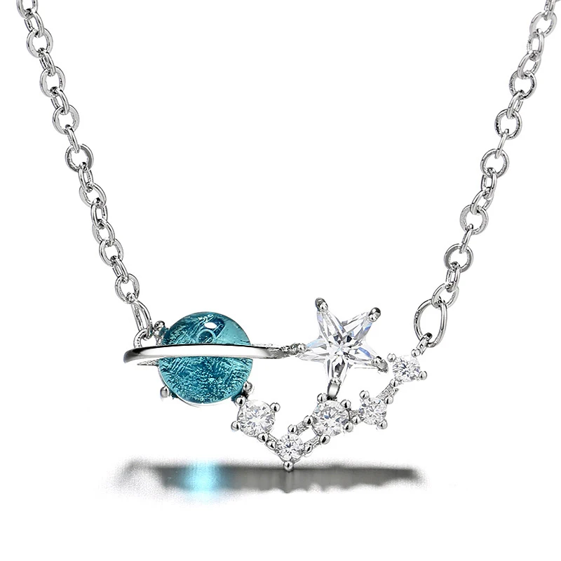 Blue Universe Glass Bead Planets Pendant Necklace For Women key Star Shape Copper Choker Necklaces (KNK5111), Same as the picture
Blue Universe Glass Bead Planets Pendant Necklace For Women key Star Shape Copper Choker Necklaces (KNK5111), Same as the picture