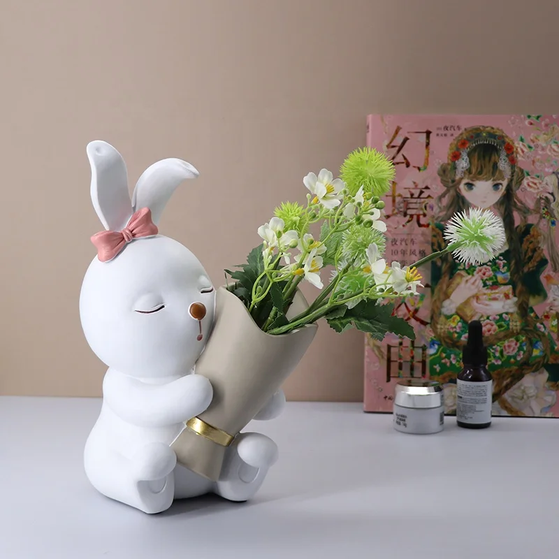 Cute white rabbit shape resin dried flowers vases bonsai plant Easter rabbit flower pot for child indoor home decor
Cute white rabbit shape resin dried flowers vases bonsai plant Easter rabbit flower pot for child indoor home decor
