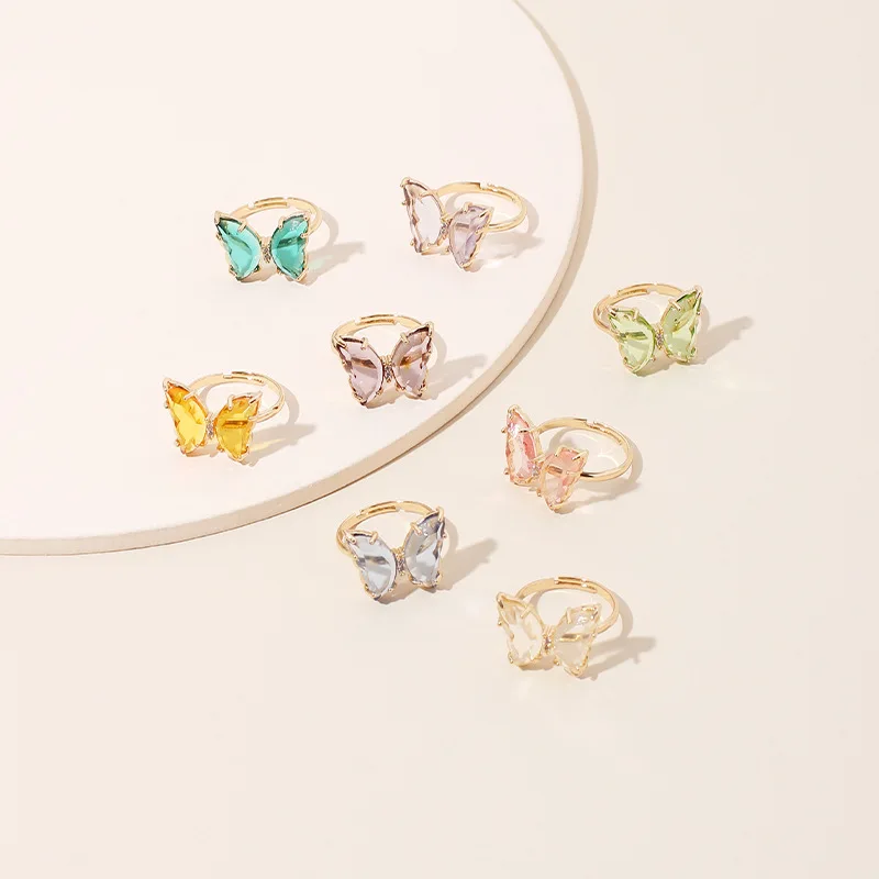 OUYE Retro resin acrylic color pink butterfly ring female ins simple personality fashion couple open ring, Colorful
OUYE Retro resin acrylic color pink butterfly ring female ins simple personality fashion couple open ring, Colorful