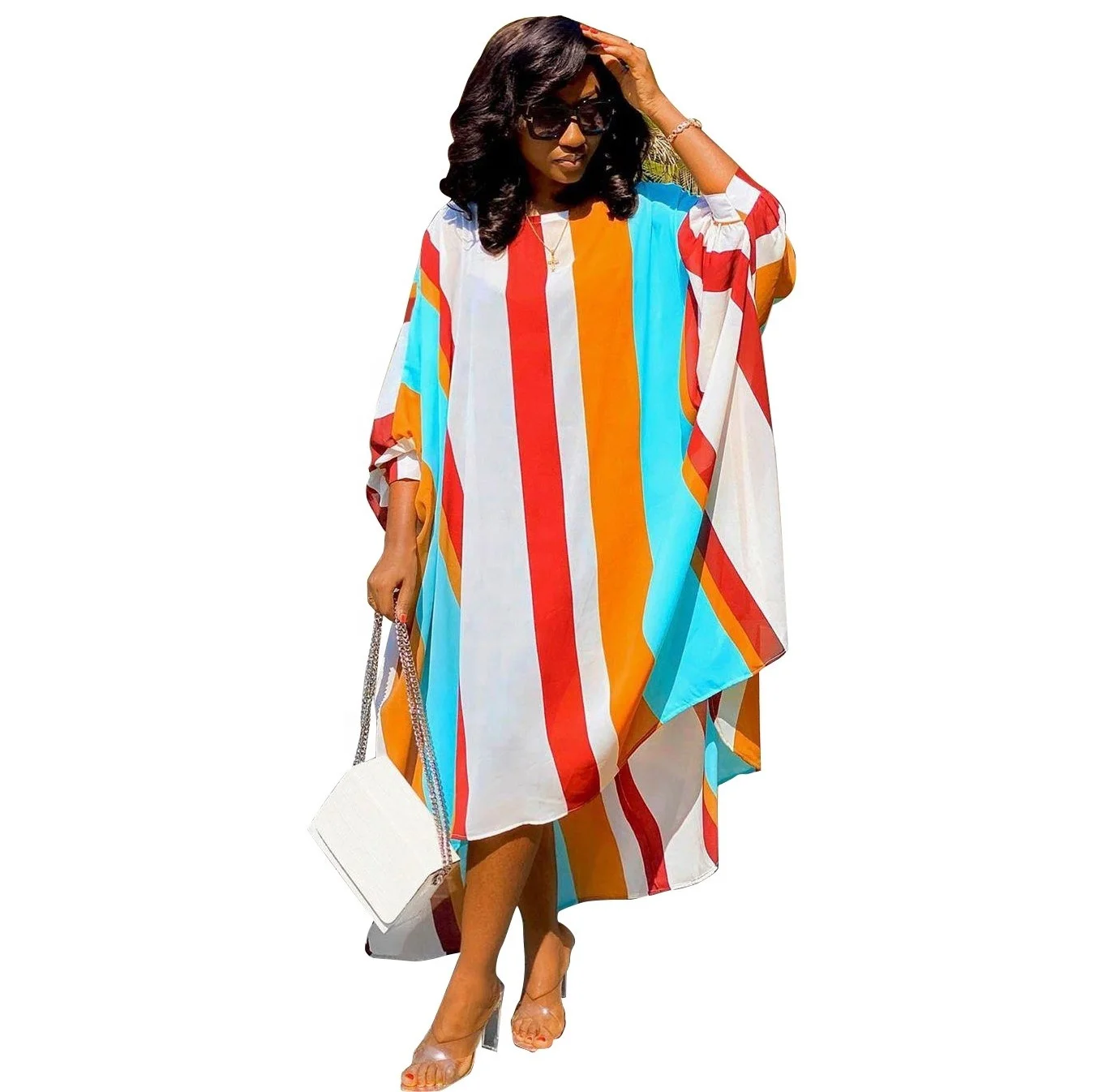 summer bat sleeve casual elegant loose stripe print dress boho beach robe long maxi dress
summer bat sleeve casual elegant loose stripe print dress boho beach robe long maxi dress