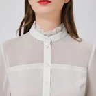 ruffled neck white chiffon blouse Women's Blouses
