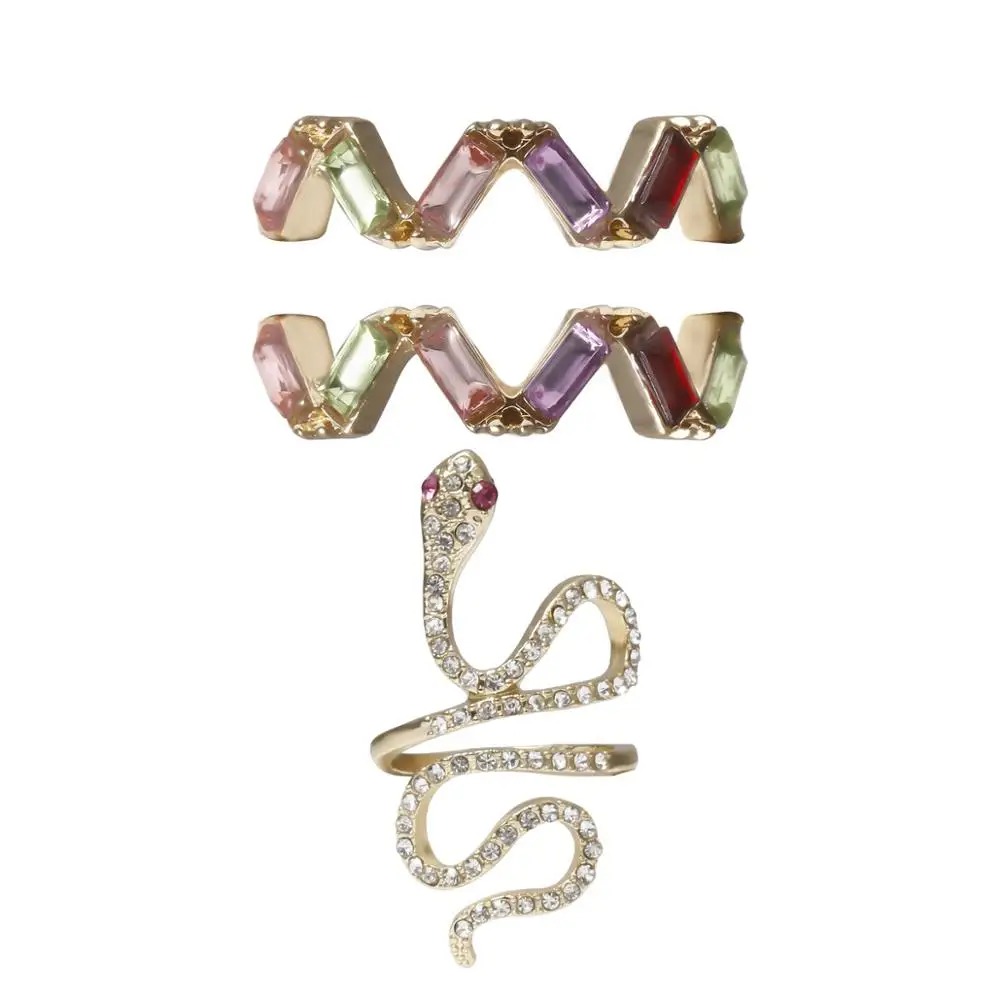 Creative Colorful Rhinestone Crystal Snake Rings Set Women Ladies Wave Geometric Finger Knuckle Rings Jewelry Gift Rings
Creative Colorful Rhinestone Crystal Snake Rings Set Women Ladies Wave Geometric Finger Knuckle Rings Jewelry Gift Rings