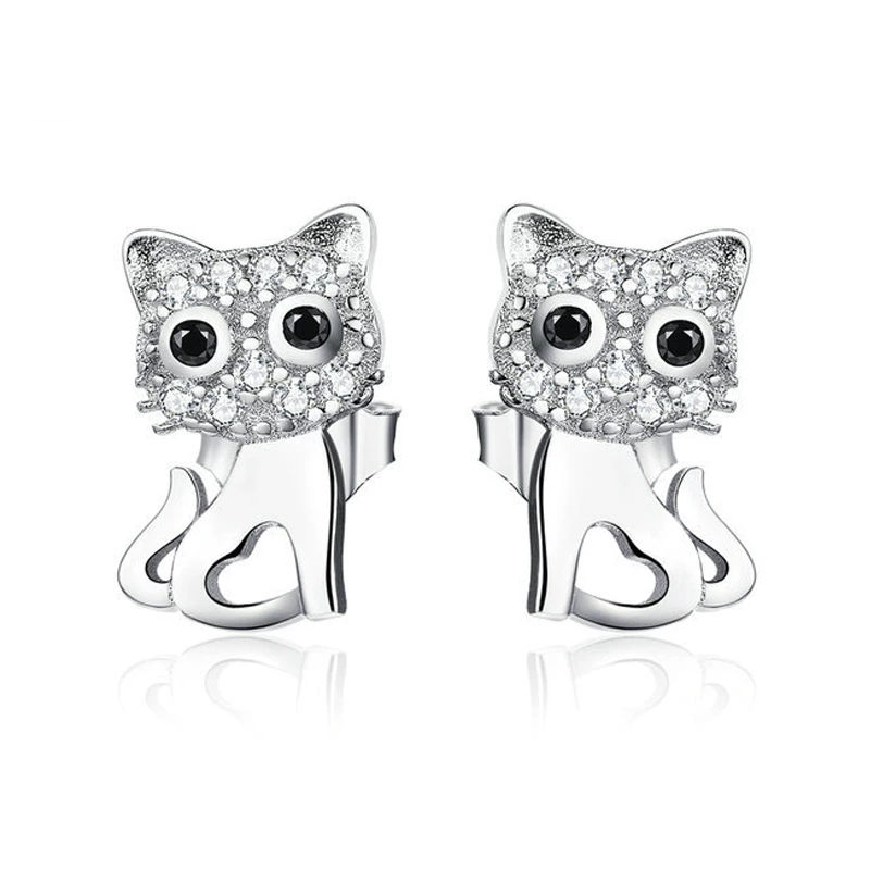 2020 Cute Animal Cat S925 Sterling Silver Jewelry Zircon Women Fashion Hypoallergenic Silver Stud Earings, White
2020 Cute Animal Cat S925 Sterling Silver Jewelry Zircon Women Fashion Hypoallergenic Silver Stud Earings, White