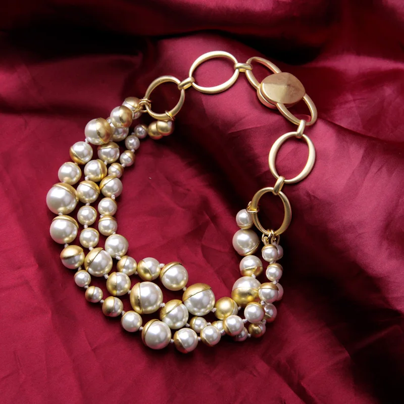 xl01071a Premium Statement Jewelry Chunky Gold Plated Chain Faux Pearl Choker Necklace Multi Strand 2021 Women collar de perlas
xl01071a Premium Statement Jewelry Chunky Gold Plated Chain Faux Pearl Choker Necklace Multi Strand 2021 Women collar de perlas