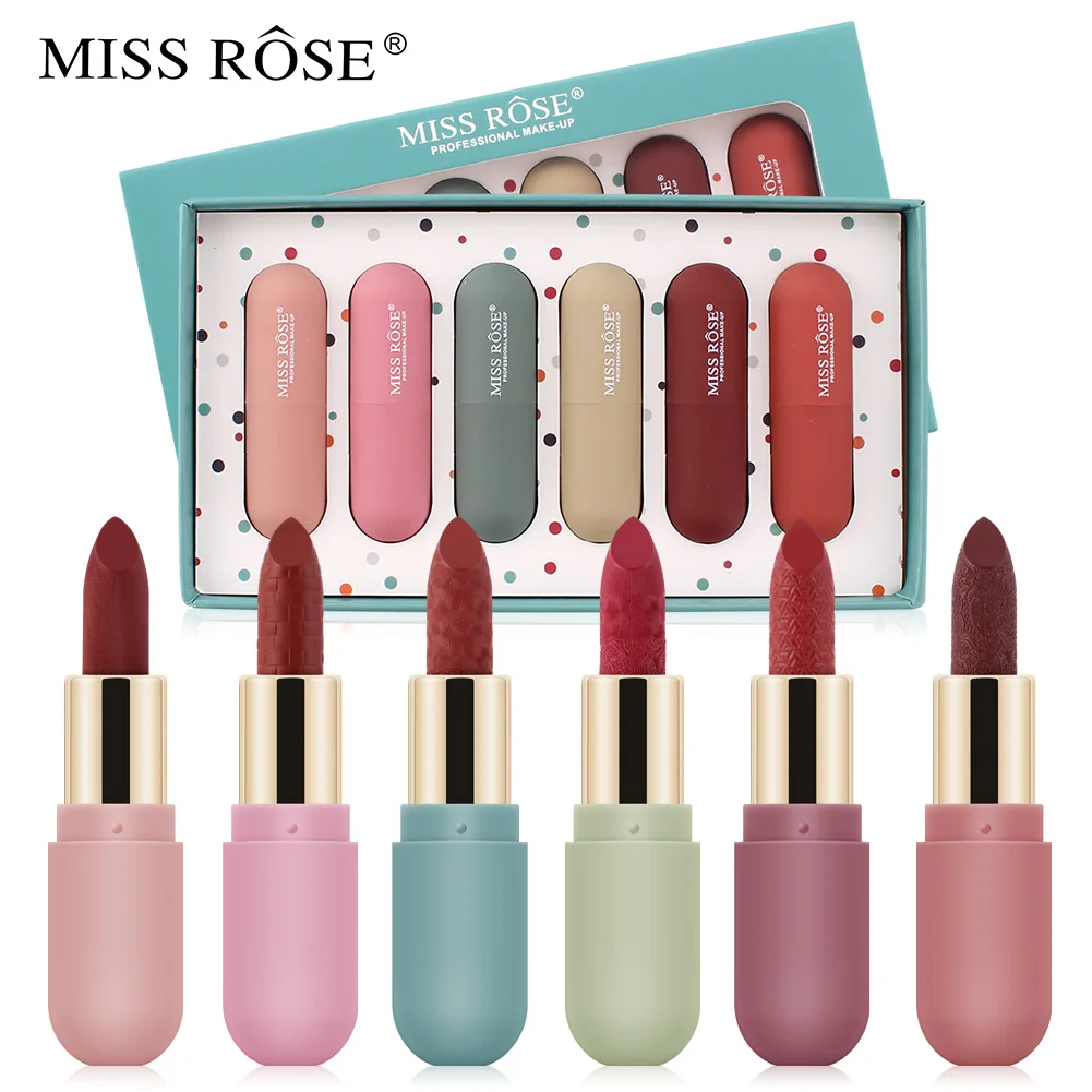 MISS ROSE New 6 Pcs Mousse Velvet Lipstick Kit Long-lasting Waterproof Non-stick Cup Matte Lipstick Set
MISS ROSE New 6 Pcs Mousse Velvet Lipstick Kit Long-lasting Waterproof Non-stick Cup Matte Lipstick Set