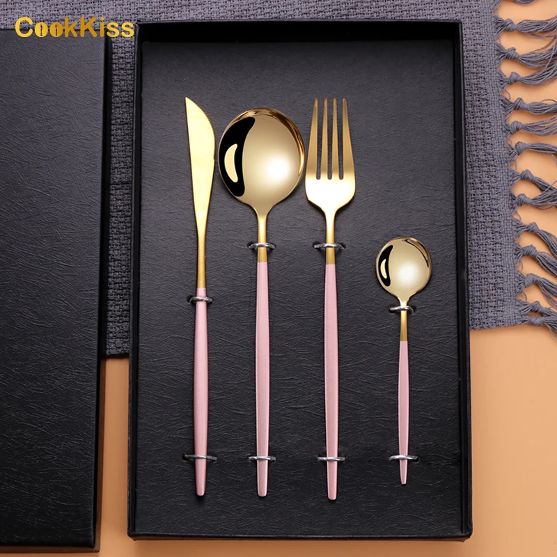 Stainless Steel Cutlery Gold Wedding Silverware Spoon And Fork Set With Gift Box, Silver, gold, blue, pink, black, rainbow
Stainless Steel Cutlery Gold Wedding Silverware Spoon And Fork Set With Gift Box, Silver, gold, blue, pink, black, rainbow