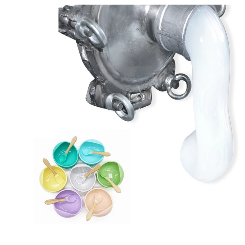 BPA Free Food Grade High Transparent Liquid Silicone Rubber Baby Tableware with 40-60 ShoreA Hardness and 7.5-9.5 MPa Tensile Strength