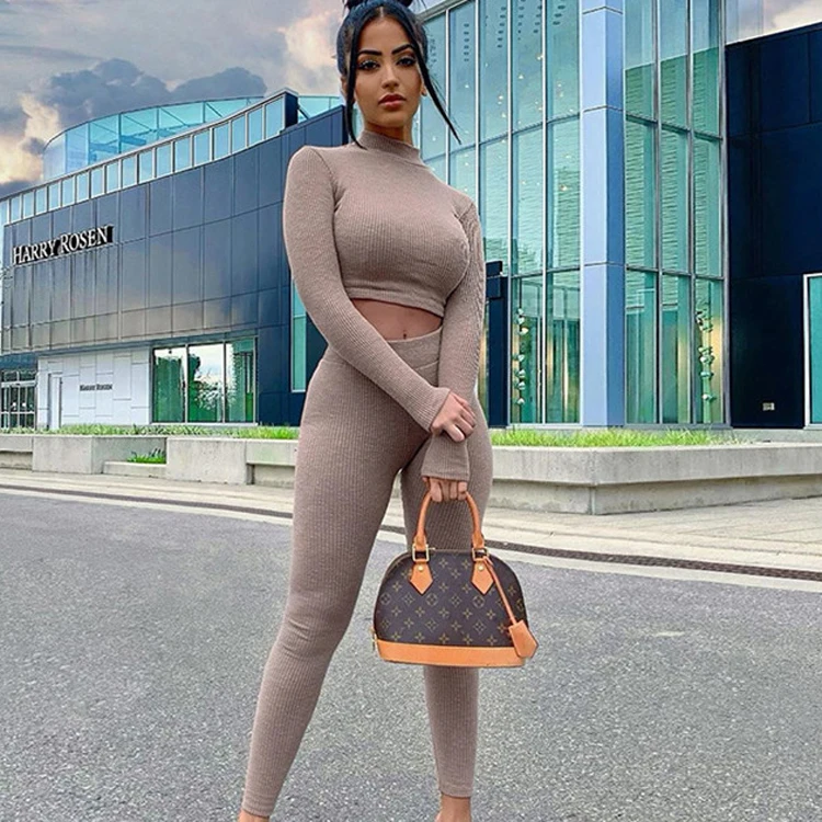 Solid Color Casual Jogging Gym Bodycon Ribbed Knit Two Piece Set Long Sleeve Two Piece Set Autumn Two Piece Set Women, Brown
Solid Color Casual Jogging Gym Bodycon Ribbed Knit Two Piece Set Long Sleeve Two Piece Set Autumn Two Piece Set Women, Brown