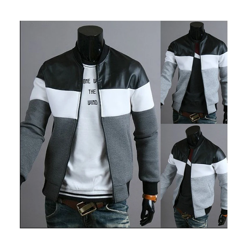 Spring Autumn Fashion Casual Men Zipper Leather Long Sleeve Sweater Collar Jacket, Grey/dark grey
Spring Autumn Fashion Casual Men Zipper Leather Long Sleeve Sweater Collar Jacket, Grey/dark grey