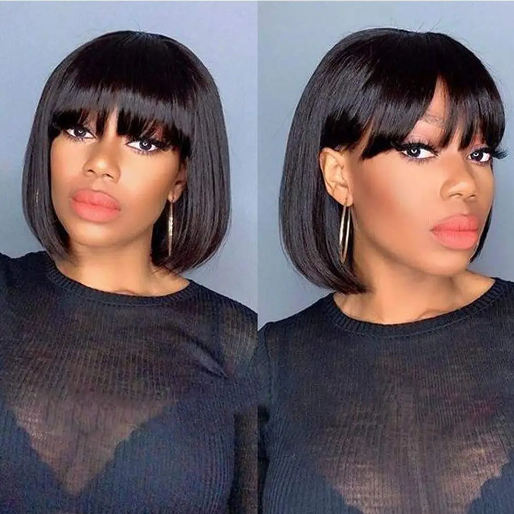 100% Human Hair Natural Black Short Bob Wigs With Bangs10-14 Inch Black Straight Brazilian Short Bob Human Hair Wigs Fringe
100% Human Hair Natural Black Short Bob Wigs With Bangs10-14 Inch Black Straight Brazilian Short Bob Human Hair Wigs Fringe