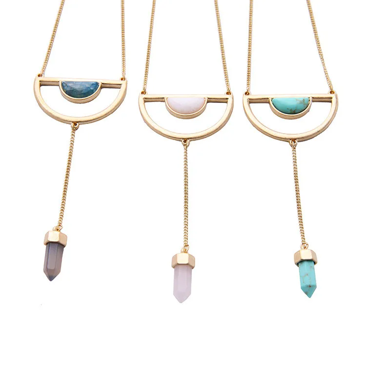 Women Jewelry Hot Selling Gold Plated Moon Chakra Natural Stone Pendant Turquoise Bullet Necklace, As picture
Women Jewelry Hot Selling Gold Plated Moon Chakra Natural Stone Pendant Turquoise Bullet Necklace, As picture