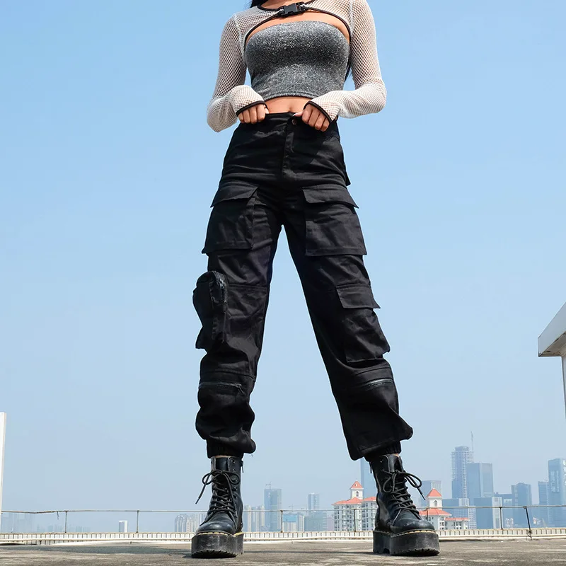 Black Cargo Pants Women Fashion Cotton Pockets Patchwork Hippie Trousers Zipper High Waist Streetwear Pant Y12657
Black Cargo Pants Women Fashion Cotton Pockets Patchwork Hippie Trousers Zipper High Waist Streetwear Pant Y12657