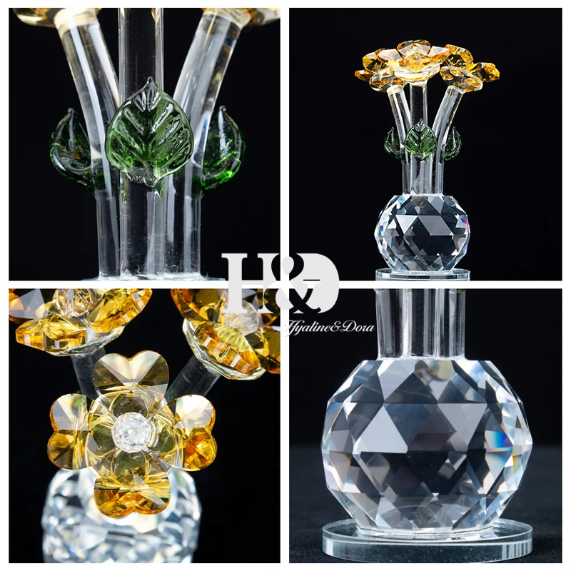 h&d crystal flower figurine for table centerpiece