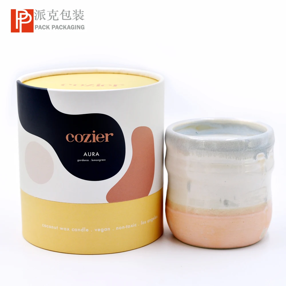eco friendly cylinder cardboard candle packaging