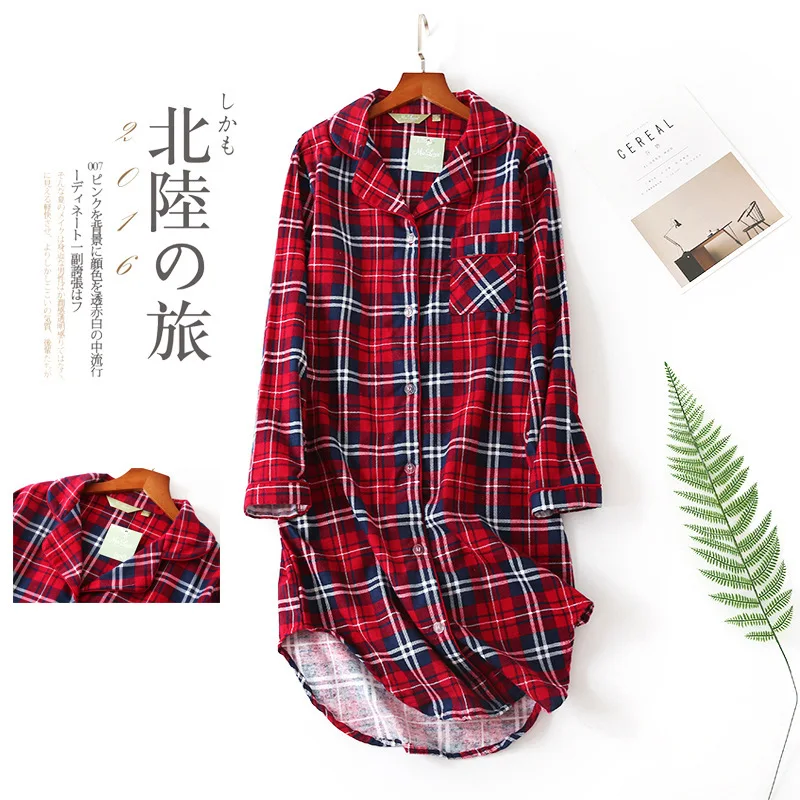 LH3 Womens Lounge Wear Nightdress Plaid Cotton Long Sleeve Nightgowns For Women print Sleepwear Button Sleep Shirt Dress, Picture shows
LH3 Womens Lounge Wear Nightdress Plaid Cotton Long Sleeve Nightgowns For Women print Sleepwear Button Sleep Shirt Dress, Picture shows