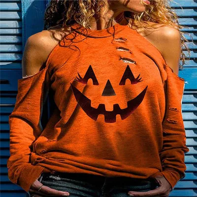 Women's Halloween Off Shoulder T-shirt Pumpkin Long Sleeve Round Neck Casual Loose Top Blouse
Women's Halloween Off Shoulder T-shirt Pumpkin Long Sleeve Round Neck Casual Loose Top Blouse