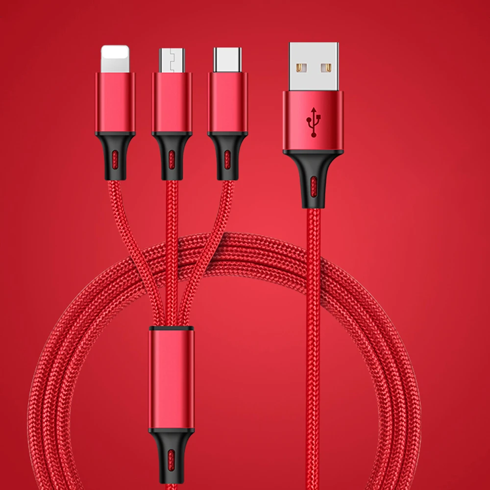 3 in 1 Multi Function USB Charger Charging Cable Universal Cell Phone Cord, Red/black/gray/blue
3 in 1 Multi Function USB Charger Charging Cable Universal Cell Phone Cord, Red/black/gray/blue