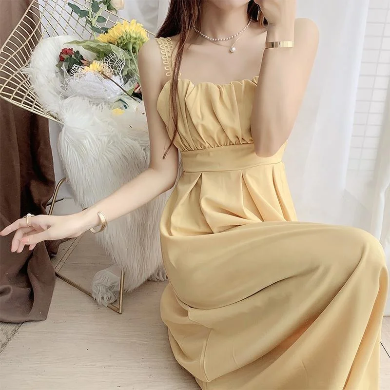 YINJ Wholesale Low Price Cheap Sweet Cute Solid Yellow Summer Sleeveless Ruffle High Waist A Line Long Vest summer dress woman
YINJ Wholesale Low Price Cheap Sweet Cute Solid Yellow Summer Sleeveless Ruffle High Waist A Line Long Vest summer dress woman