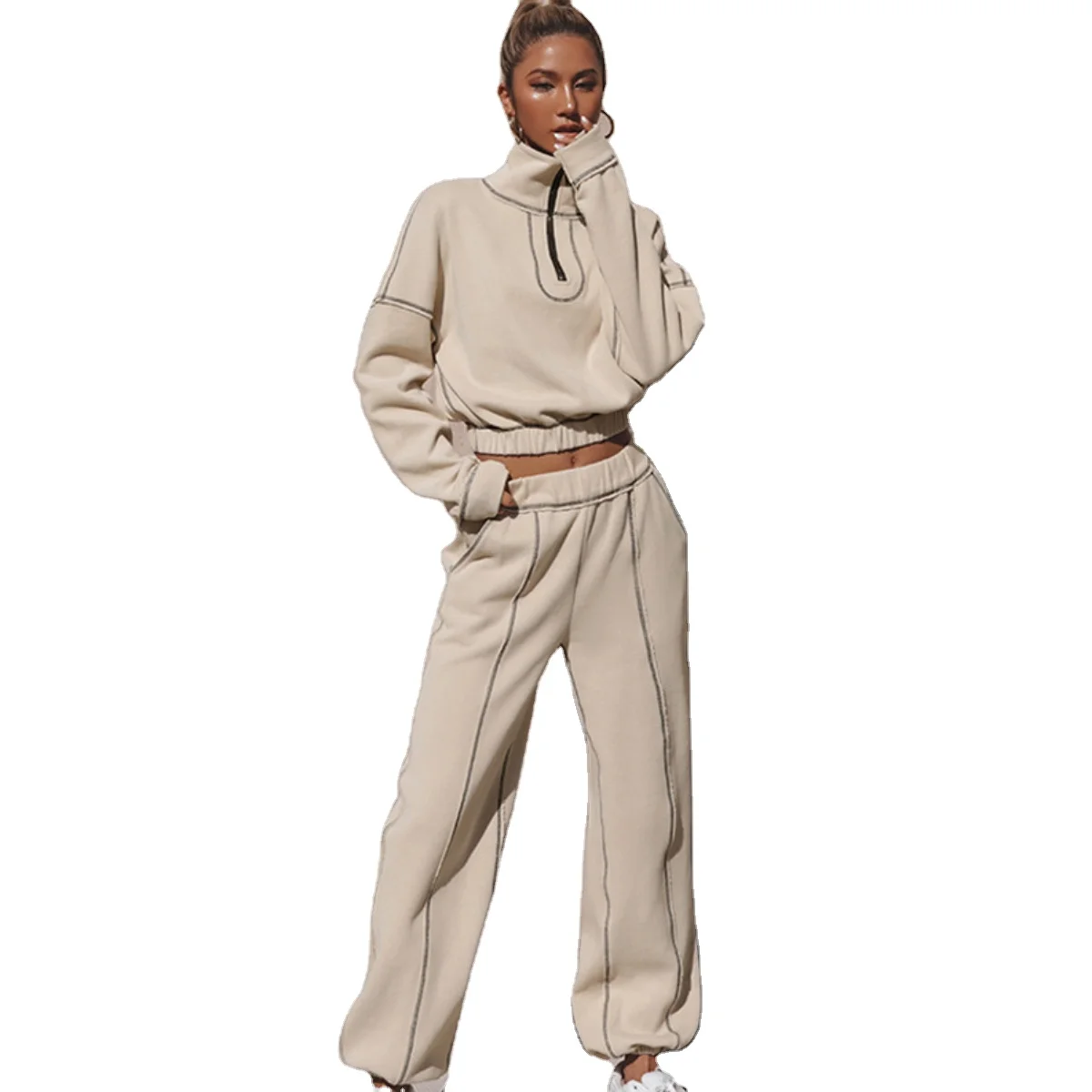 Woman's Loose and Casual zipper sweater striped pants two piece suit Long sleeved Top trouser 2 piece sportswear solid color set, Gray,aricot
Woman's Loose and Casual zipper sweater striped pants two piece suit Long sleeved Top trouser 2 piece sportswear solid color set, Gray,aricot